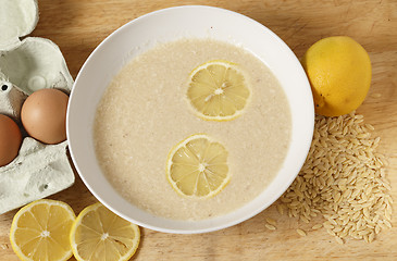 Image showing Avgolemono egg and lemon soup