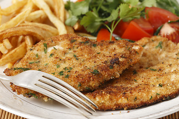 Image showing Homemade chicken schnitzels