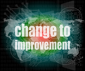 Image showing business concept: words change to improvement on digital touch screen