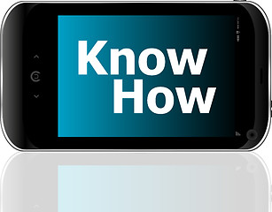 Image showing smart phone with know how word