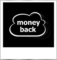 Image showing money back word business concept, photo frame isolated on white