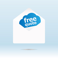 Image showing free quote on blue cloud, paper mail envelope