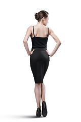 Image showing portrait of sexy woman in black dress isolated on white