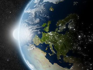 Image showing Sun over Europe