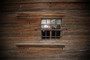 Image showing window on old wooden church wall