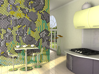 Image showing Yellow kitchen