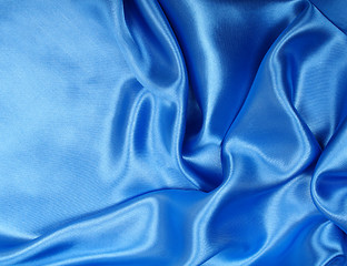 Image showing Smooth elegant blue silk can use as background 