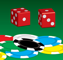 Image showing poker chip n dice