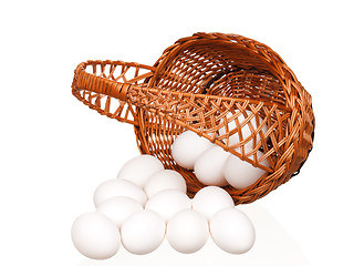 Image showing Eggs in wicker basket