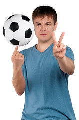 Image showing Man with classic soccer ball