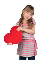 Image showing Little girl with red heart