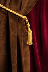 Image showing Red and brown theatre curtain