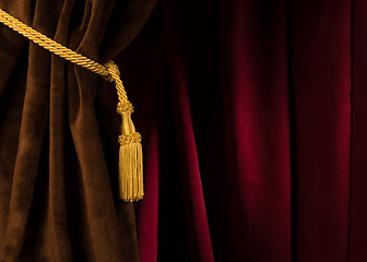 Image showing Red and brown theatre curtain