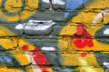 Image showing Graffiti on a bricks wall