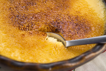 Image showing French dessert - cream brulee, burnt cream 