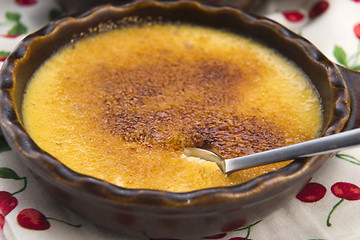 Image showing French dessert - cream brulee, burnt cream 