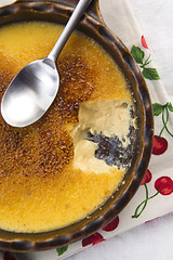 Image showing French dessert - cream brulee, burnt cream 