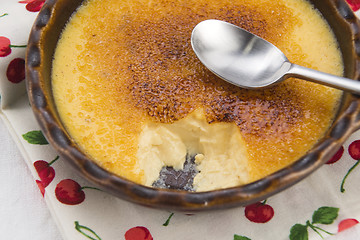 Image showing French dessert - cream brulee, burnt cream 