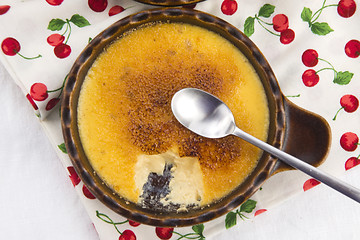 Image showing French dessert - cream brulee, burnt cream 