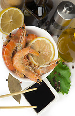 Image showing delicious fresh cooked shrimp prepared to eat