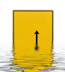 Image showing sunken yellow direction sign