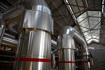 Image showing Industrial pipes in a thermal power plant