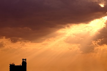 Image showing Artistic sunset with bright sky and clouds