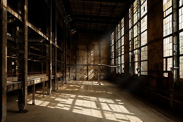 Image showing Large industrial hall of a repair station