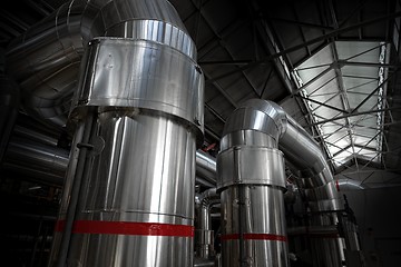 Image showing Industrial pipes in a thermal power plant