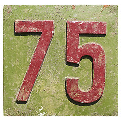 Image showing plate with a number 75