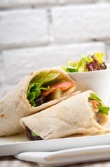 Image showing kafta shawarma chicken pita wrap roll sandwich