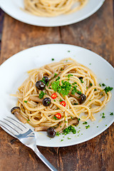 Image showing Italian pasta and mushroom sauce 