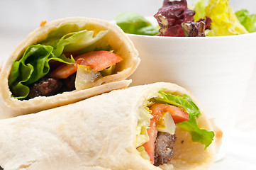 Image showing kafta shawarma chicken pita wrap roll sandwich