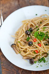 Image showing Italian pasta and mushroom sauce 