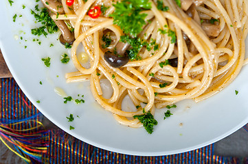 Image showing Italian pasta and mushroom sauce 