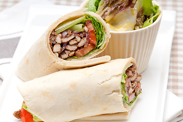 Image showing kafta shawarma chicken pita wrap roll sandwich