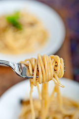 Image showing Italian pasta and mushroom sauce 