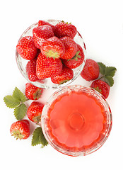 Image showing bowl with strawberries and jelly