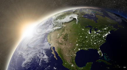 Image showing Sun over North America