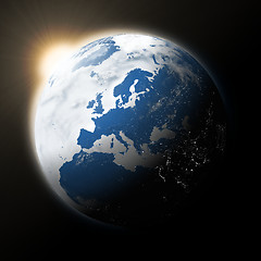 Image showing Sun over Europe on planet Earth