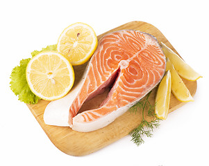 Image showing Salmon. Fresh Raw Salmon Red Fish Steak