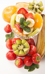 Image showing Bananas, kiwi and strawberry