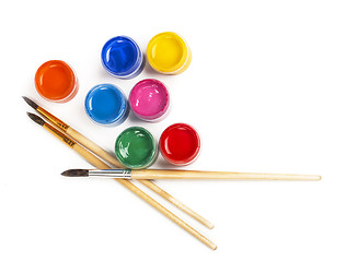 Image showing gouache of paint and brush