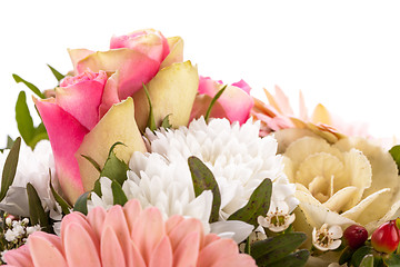 Image showing Bouquet of fresh pink and white flowers