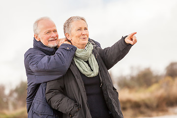 Image showing happy senior couple elderly people together outdoor