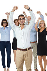 Image showing Successful business team cheering