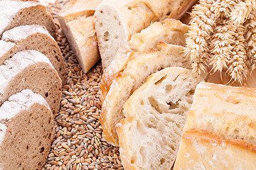 Image showing fresh tasty mixed bread slice bakery loaf