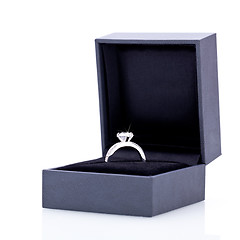 Image showing Jewelry box with elegant silver ring