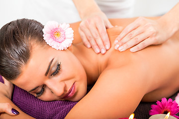 Image showing Beautiful woman having a back massage