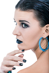 Image showing Beautiful woman in black glamour  makeup